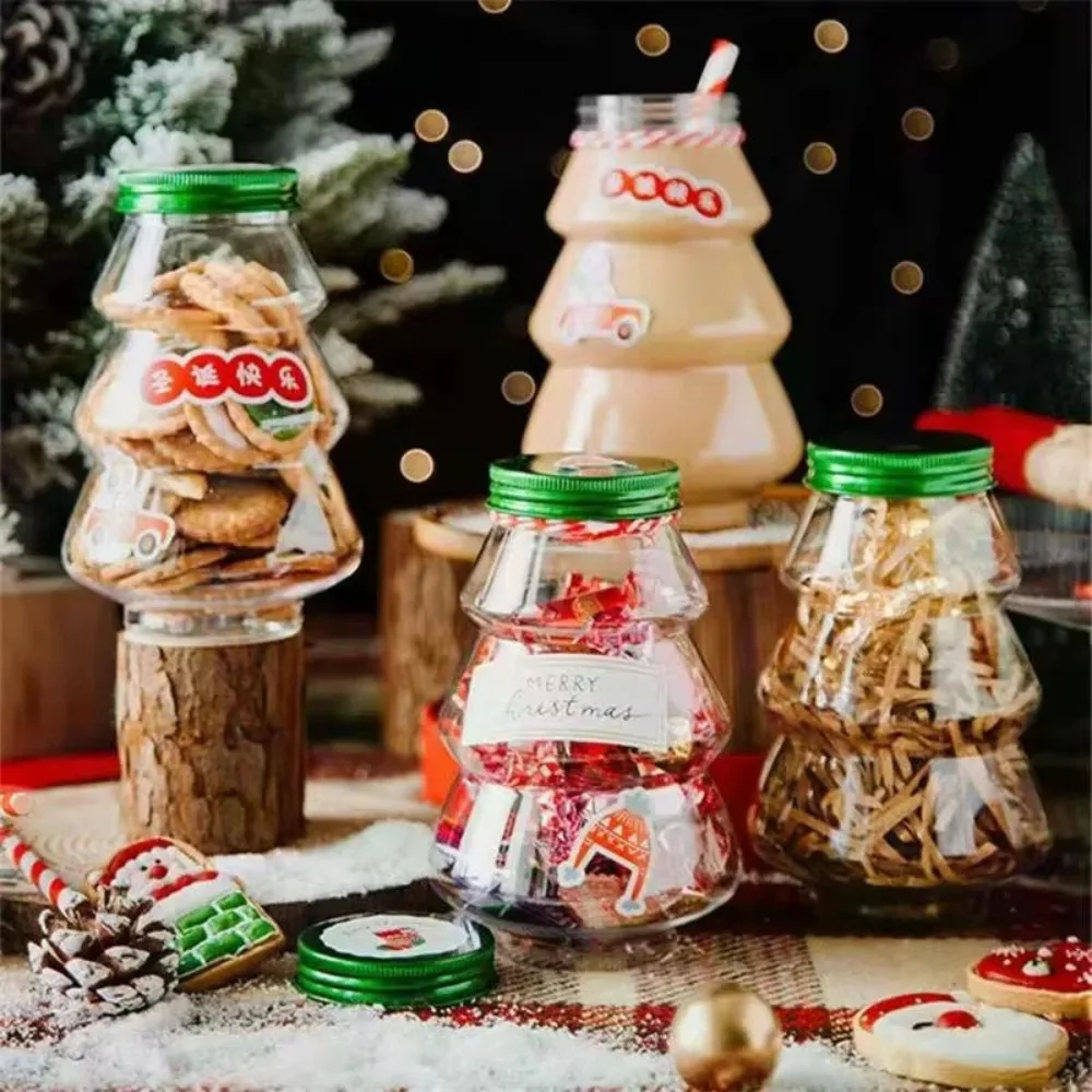 PET Christmas Tree Shaped Candy Jars Home Decor