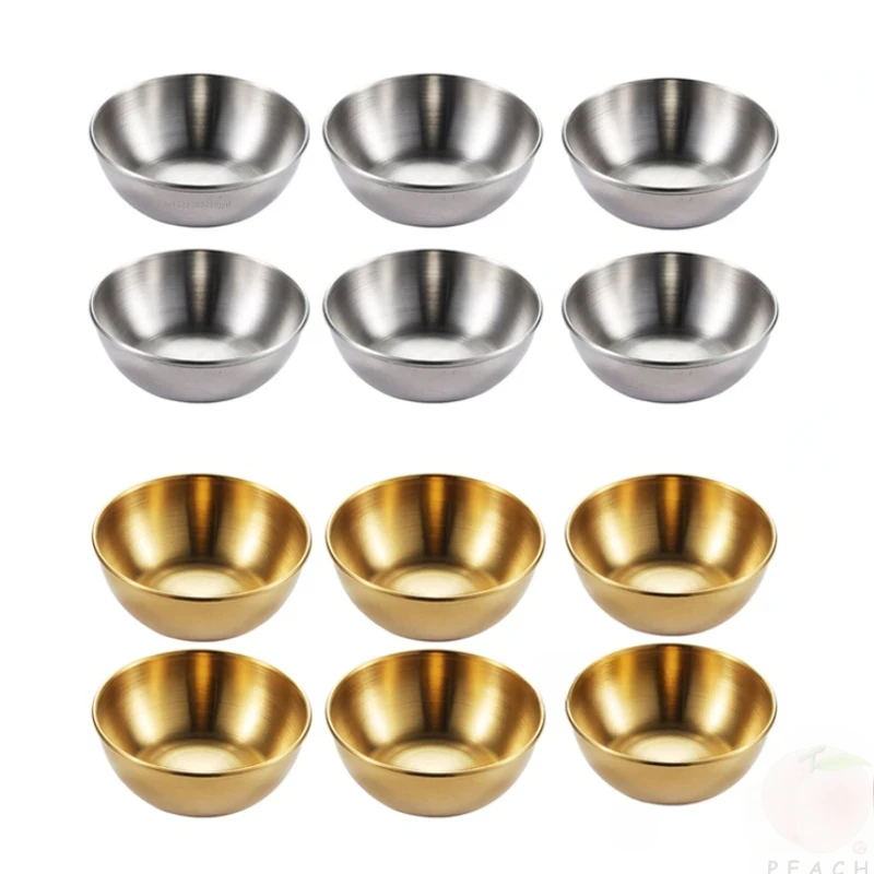 Stainless Steel Small Sauce Dishes Seasoning Serving Tray Spice Plates Set Soy Sauce Dish Specialty Tableware 2/4/6pcs