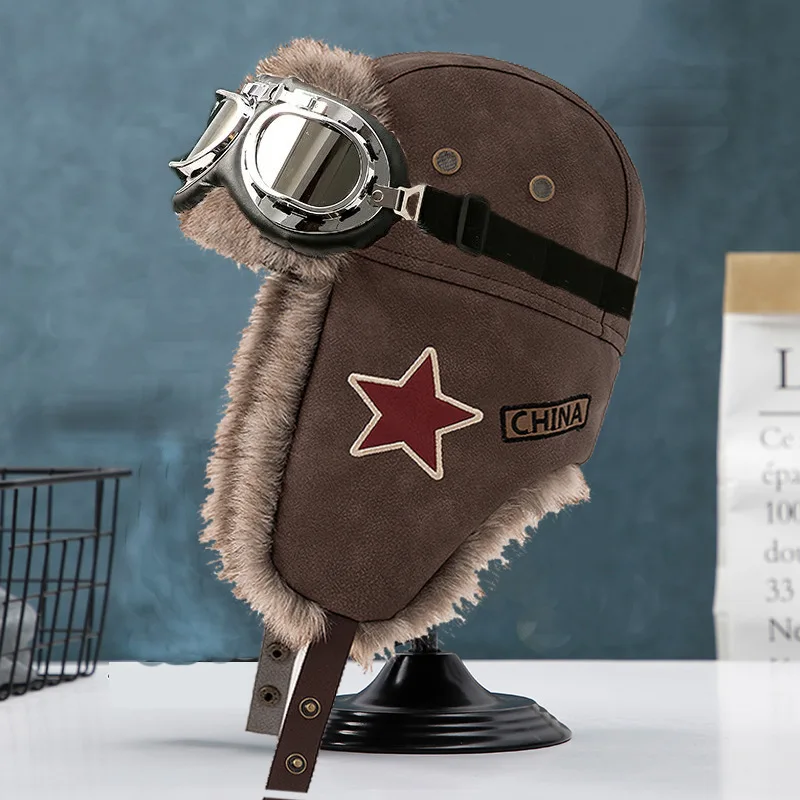 Lei Feng Hat Men's Plush Ear Protection Hat Women's Winter Cycling Waterproof Windproof Red Star Retro Cold and Warm winter hat earflap hat