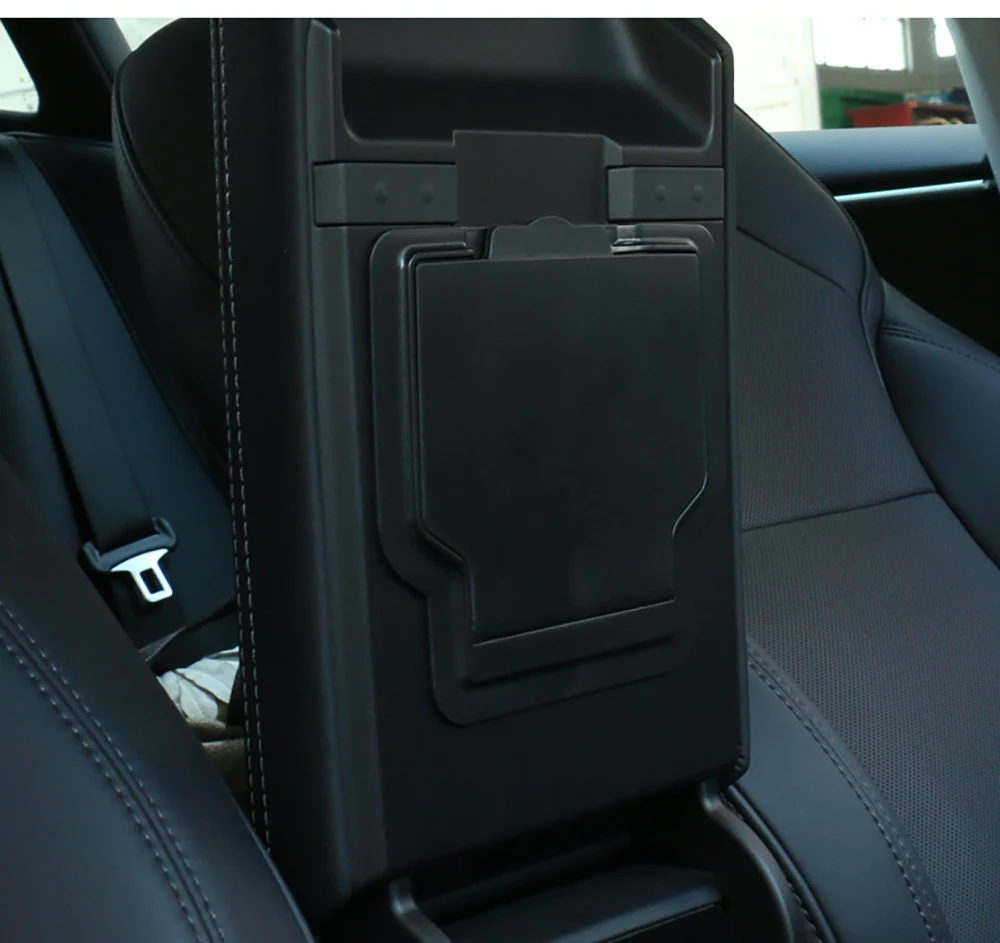 Für Tesla Modell 3 Highland Modell Y 2020-2024 Mittelkonsole Beflockung ABS Fach Organizer Zentrale Armlehne Untere Lagerung box – Detail 12