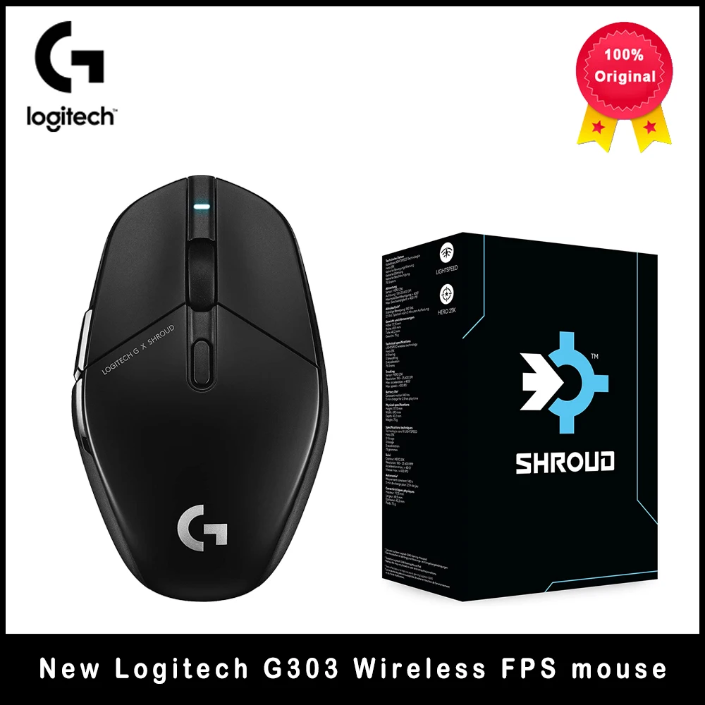 Logitech funda G303 con el mismo ratón inalámbrico FPS Hero 25K, 25600 DPI,  75g| | - AliExpress