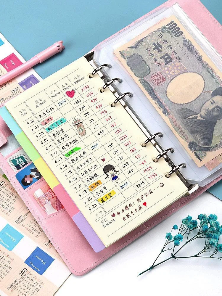 번호 잠금 부기 금융 수동 계정 세부 정보, 생활 수입 및 비용, 느슨한 잎 원장, 돈 넣을 수 있음