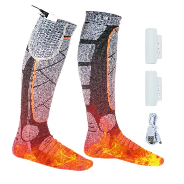 Calcetines calefactables recargables por USB, calcetines calefactables para  exteriores, esquí, Snowmobile, esquí, Camping, invierno, 65 ℃ - AliExpress