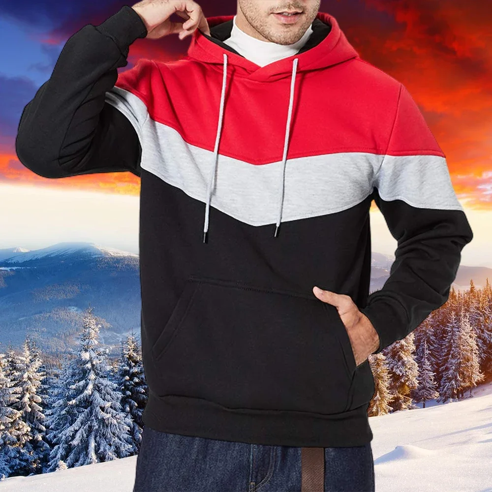 

Mens Striped Hoodies Fashion Man Casual Fashion Hooded Sweatshirts High-quality Gym Sports Cool Hoody Pullover Thick Warm Cloth