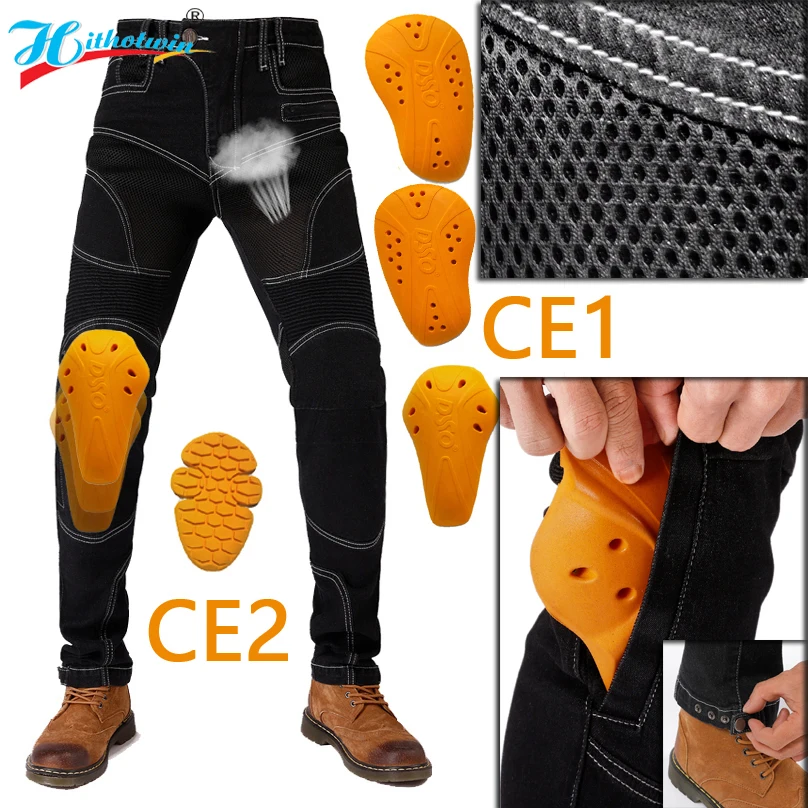 

2023 summer Breathable Motorcycle Jeans Men Protective Gear Riding mesh fabric Trousers Hi-034