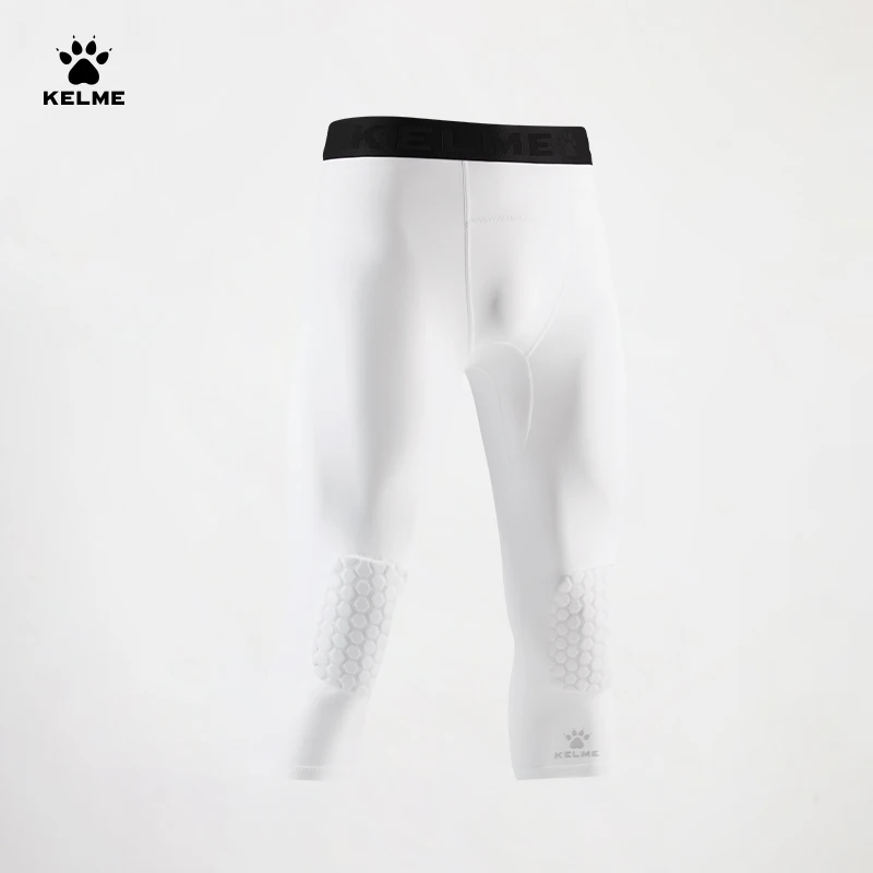 Kelme Knee Protection Basketball Capris Men's Honeycomb Anti-collision Belt Leg Protection Training Leggings
