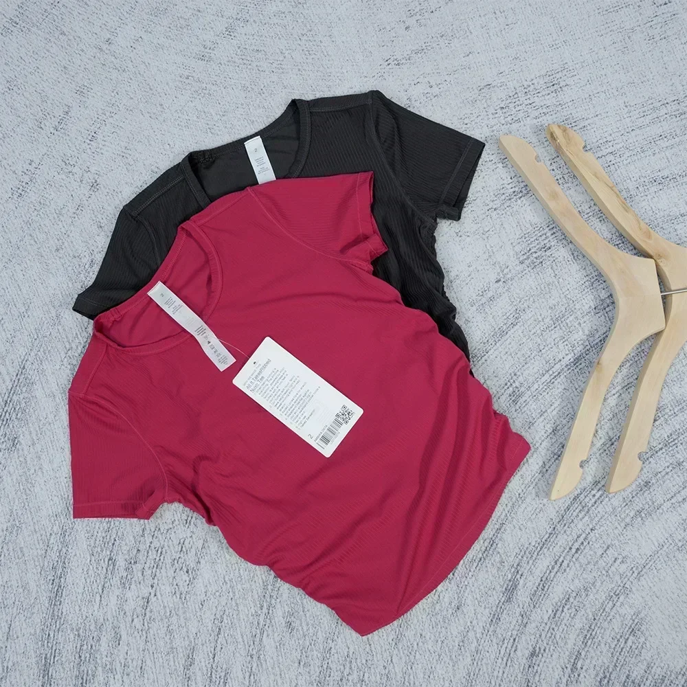Ribbed Tight women T-Shirt Sexy Waist Shaping Cropped Top Short Sleeve Shirts Gym T-shirt Breathable Yoga Clothes Summer