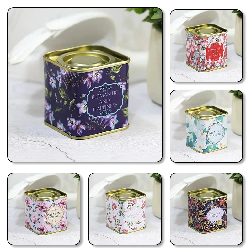 Sealed Storage Box Square Teaware Tea Leaf Can Jar Tin Iron Candy Can Vintage Jewely Box Kitchen Coffee Sugar Container tea tin box tea canister