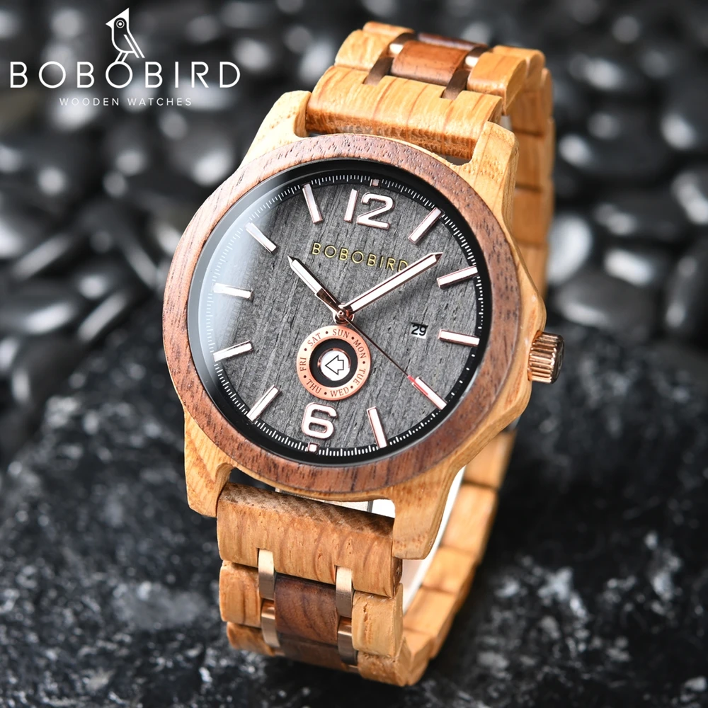 Wooden quartz watch for men with bold rustic design and natural wood finish – ideal gift or fashion accessory with free shipping in Singapore.