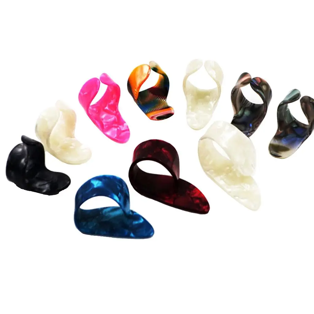 5 Thumb And 10 Finger Stainless Steel Celluloid Plectrums Guitar Picks Set