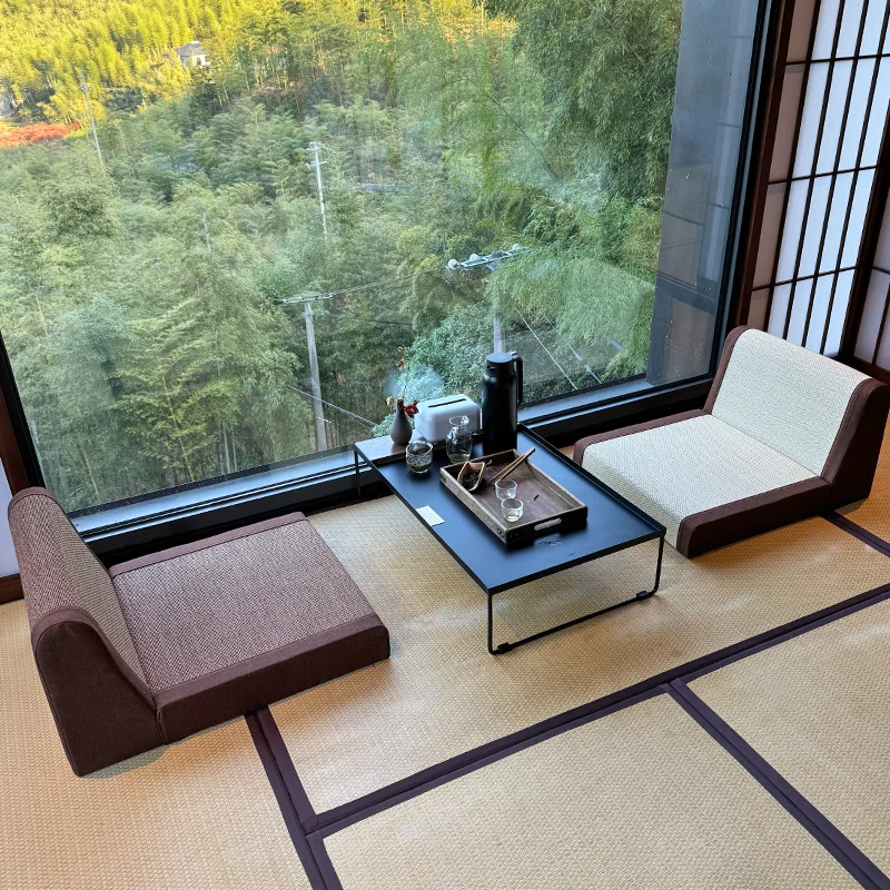 Natural Bamboo Silk Japanese Tatami Mat Sofa Window No Leg Rest Balcony Low Chair Living Room Backrest Recliner Furniture
