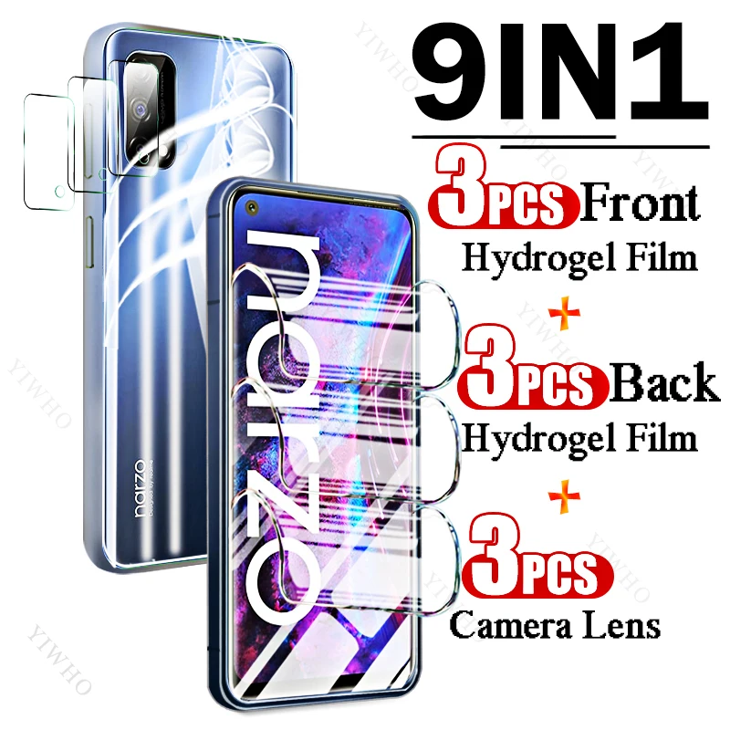 

Гидрогелевая пленка 9 в 1 с полным покрытием для Realme Narzo 30 Pro, защитные пленки для экрана с идентификацией по отпечатку пальца для объектива камеры Realme Narzo30
