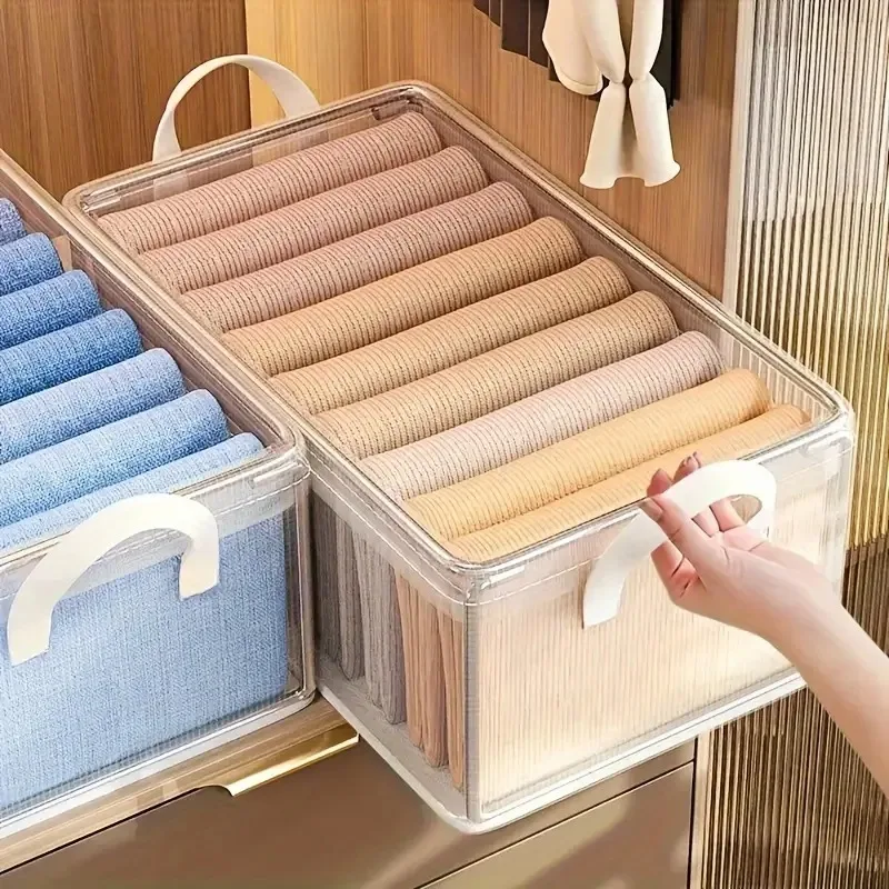 Foldable Storage Boxes Clothes Organizer Stackable T-Shirt and Pant Bins Waterproof PVC for Wardrobe Clothes Underwear Storage 5
