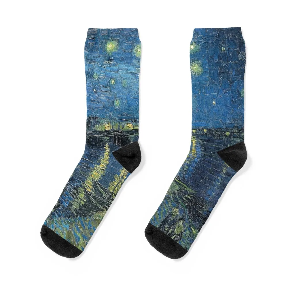 

Van Gogh - Starry Night Over the Rhne Socks kids socks Rugby Boy Child Socks Women's