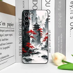 Ink Art Print Japanese Mountain Landscape Shockproof Silicone Phone Case - Pixel 6 5G (M - C1580T8)