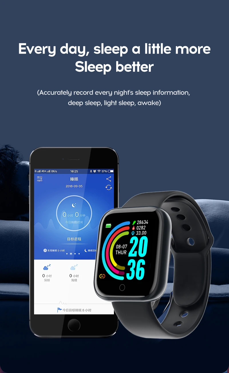 Y68 Smart Watch Men Women Kids Heart Rate Blood Pressure Monitor Call Notification Sports Tracker Smart Watches for IOS Android