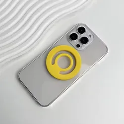 Magnetic Silicone Phone Grip and Finger Ring Holder Strap (Yellow)