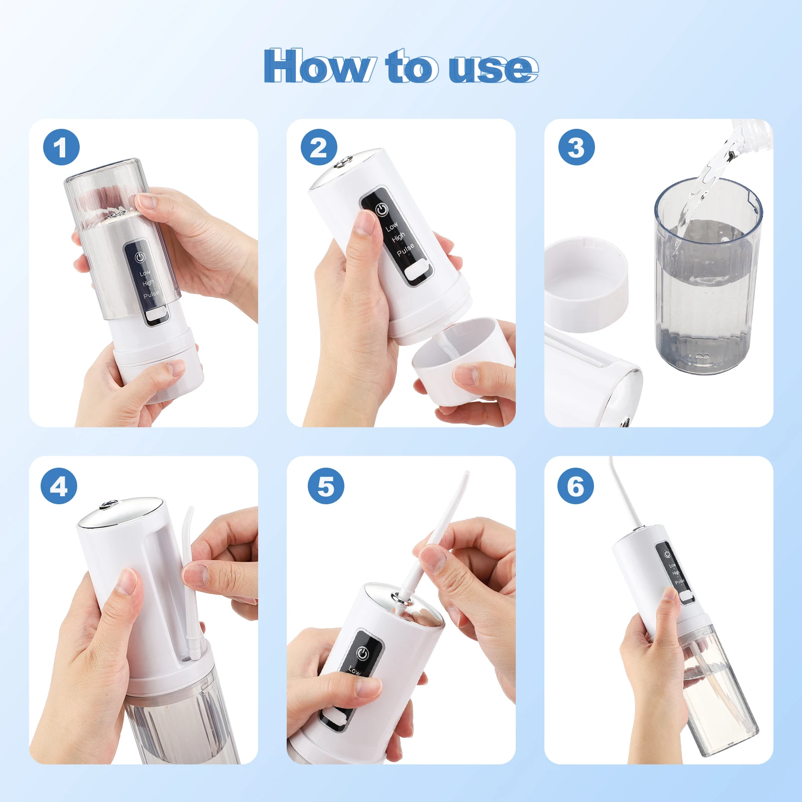 Oral Irrigator Rechargeable Water Flosser Portable Dental Water Jet Floss 230ml Water Tank  3 Mode IPX7 Waterproof Teeth Cleaner