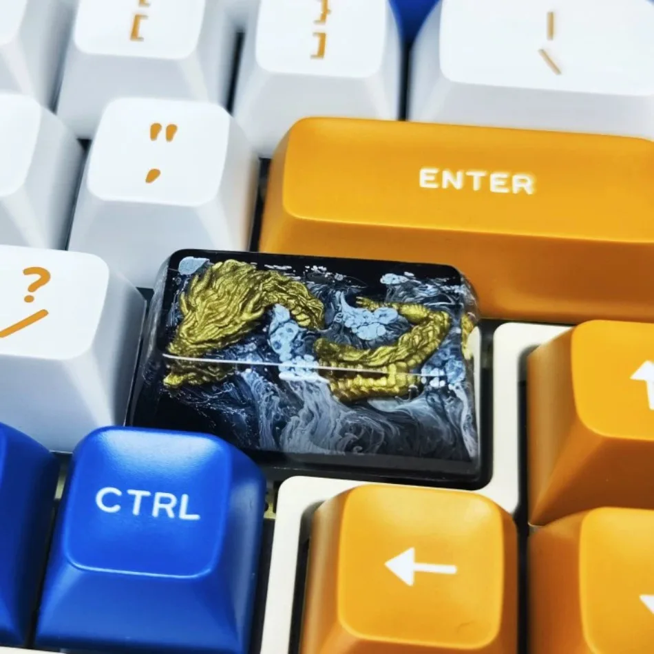 Handmade Resina Dragão Keycap Design Personalizado Preto Dourado Teclado Mecânico Fpr Boys Holiday Gift - Imagem 2