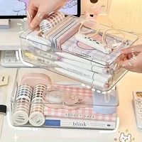 Acrylic Desktop Storage Box Is Easy To Install, Transparent Organizing Box Can Be Stacked with Shelves for Office Desk Supplies 2