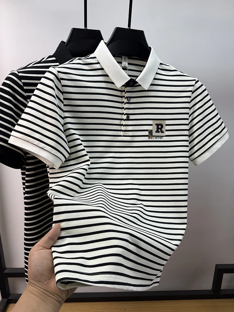 Fashion striped letter embroidered short sleeve polo shirt luxury brand summer new breathable lightweight men's casual T-shirt 11 S54a7ca2bc7834387b4f3c6f0e0d4a4fa6
