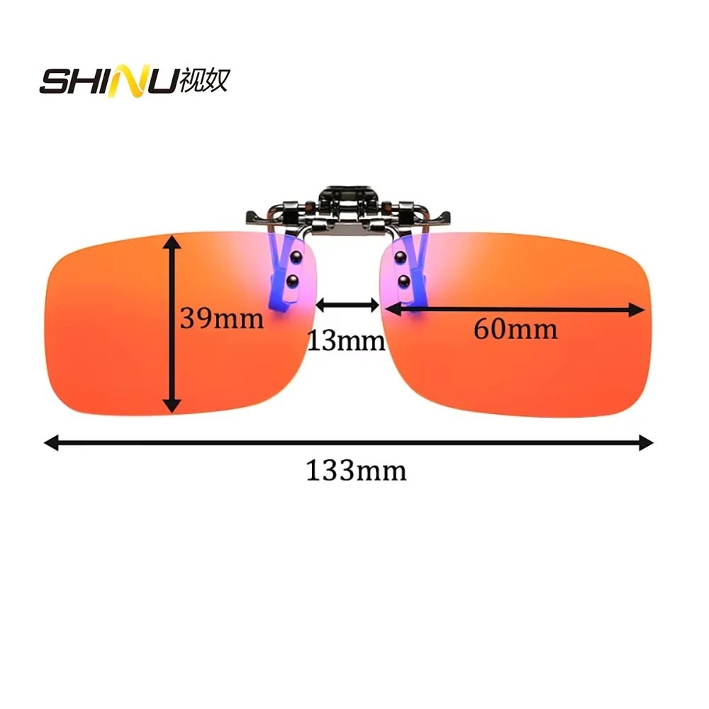 SHINU Anti Blue Light Clip On Glasses Polarized Sunglasses Orange Lens Bluelight Blocking Yellow Anti-Glare Driving Lenses