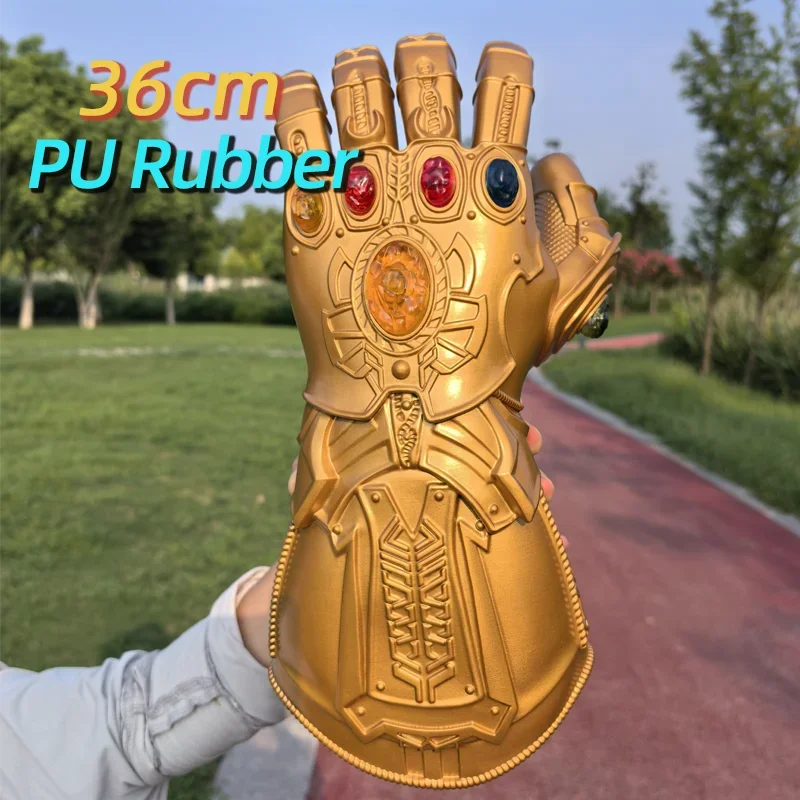 Superhero Gauntlet Golden Gloves with LED Light - Action Figure Cosplay Props and Halloween Gift