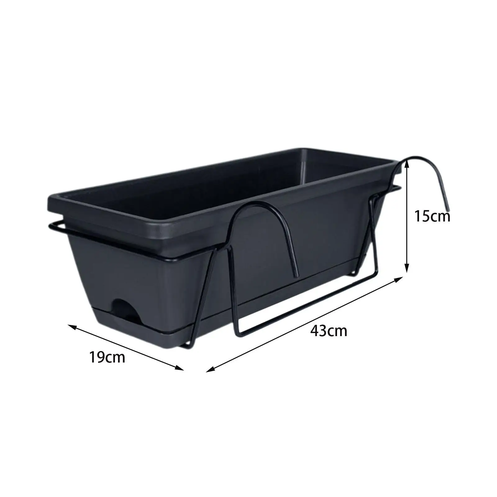 Hanging Flower Pot for Fence And Balcony, Flower Box, Flower Pot with Drainage Hole, Removable Tray, 43 X 19 X 15 Cm