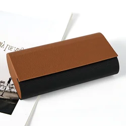 Dual Compartment Eyewear Organizer - Sleek Faux Leather with Magnetic Closure (Brown)