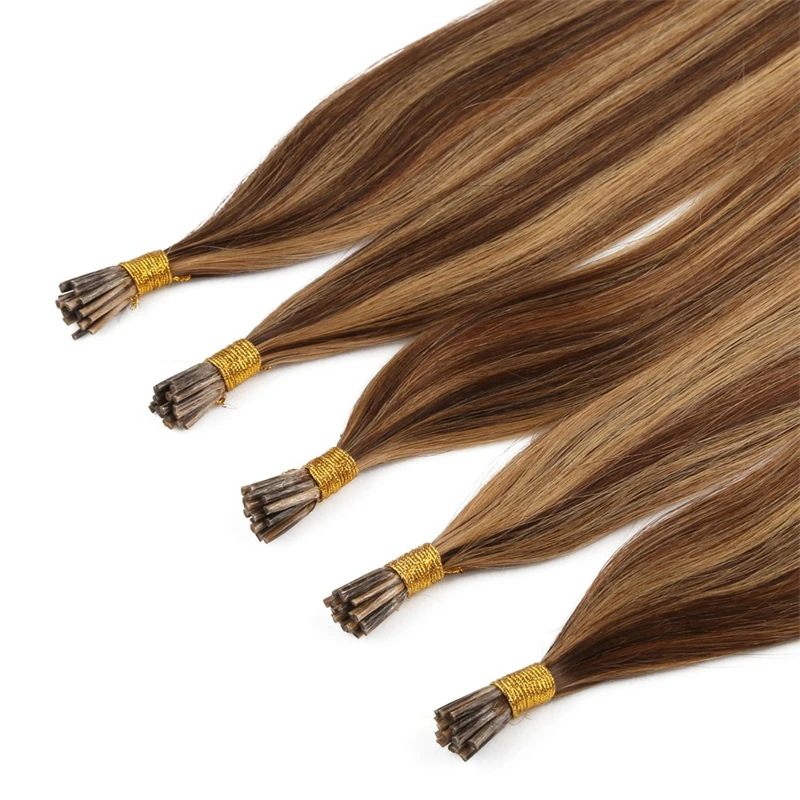 P4/613 Straight I Tip Hair Extensions Natural Real Human Hair Fusion Extensions Keratin Capsule Brown Blonde For Salon