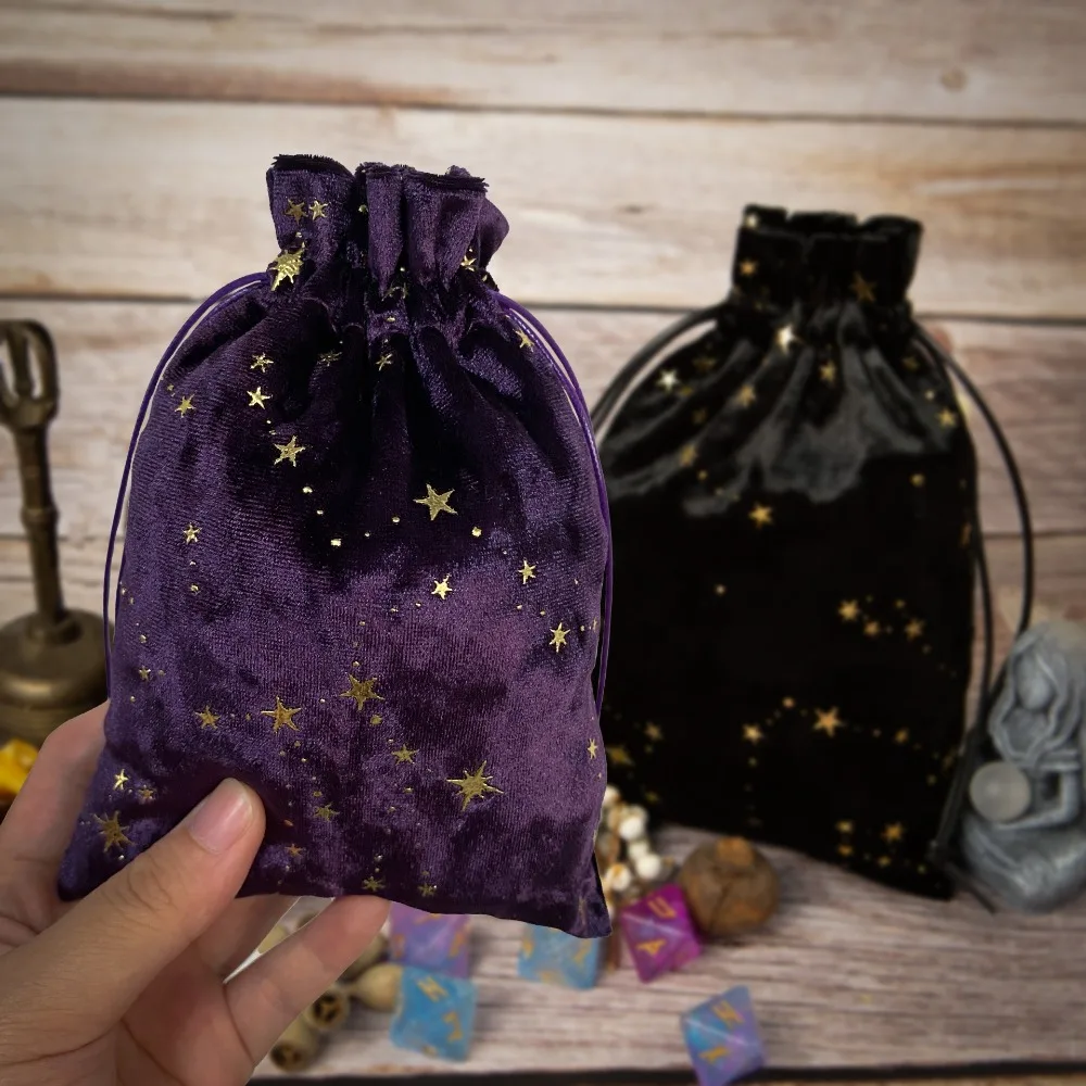 Fashion Velvet Storage Bag Star Printed Tarot Oracle Cards Tarot Pouch Rune Dice Multiple Use Pouch Jewelry Bag