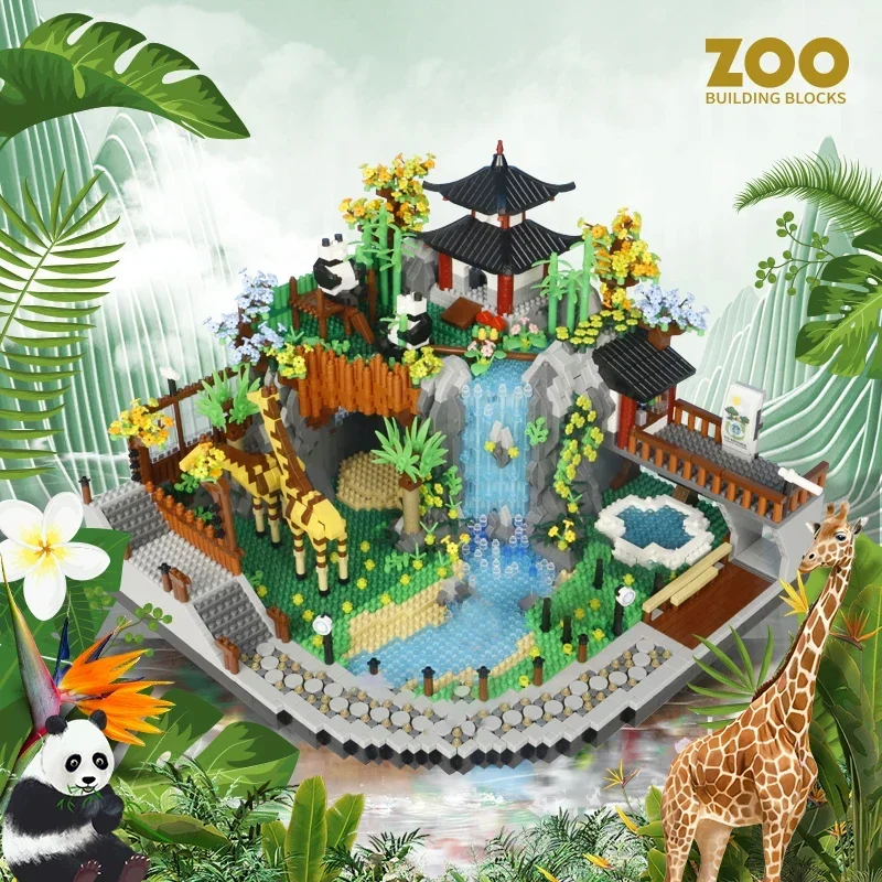 Zoo Building Blocks Desert Park Diamond Blocks Elephant Lion Zebra Animals Blocks Toys for Boys Adults Gift DIY Bricks Toys 2023
