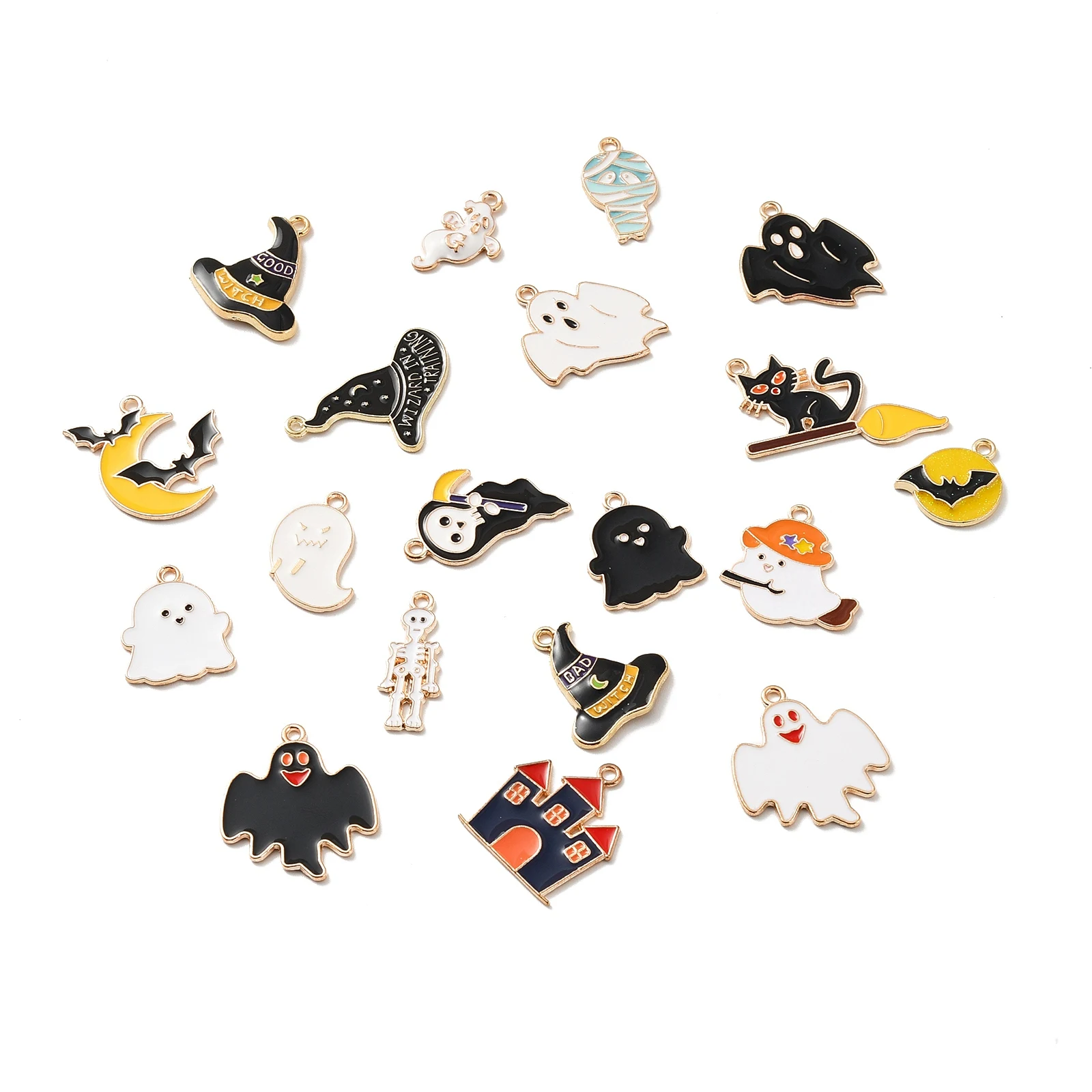 

2 Bag Halloween Alloy Enamel Pendants Mixed Shapes Festival Decor Charms for Party Earring Necklace Jewelry DIY Making Findings