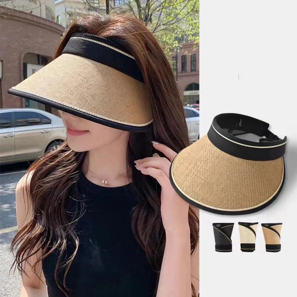 Womens Floppy Beach Sun Straw Hat Foldable Travel Wide Brim Summer Bucket Hat Upf 50