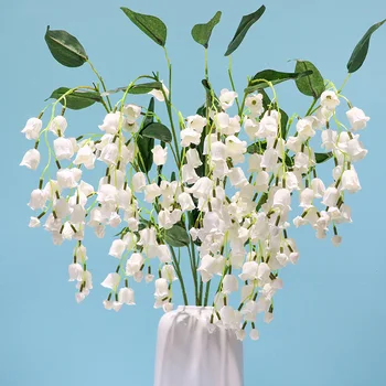 3PCS 100CM Long Lily of The Valley Artificial Flowers White Orchid Wedding Holding Flowers Bouquet Home Garden DIY Wedding Party 1