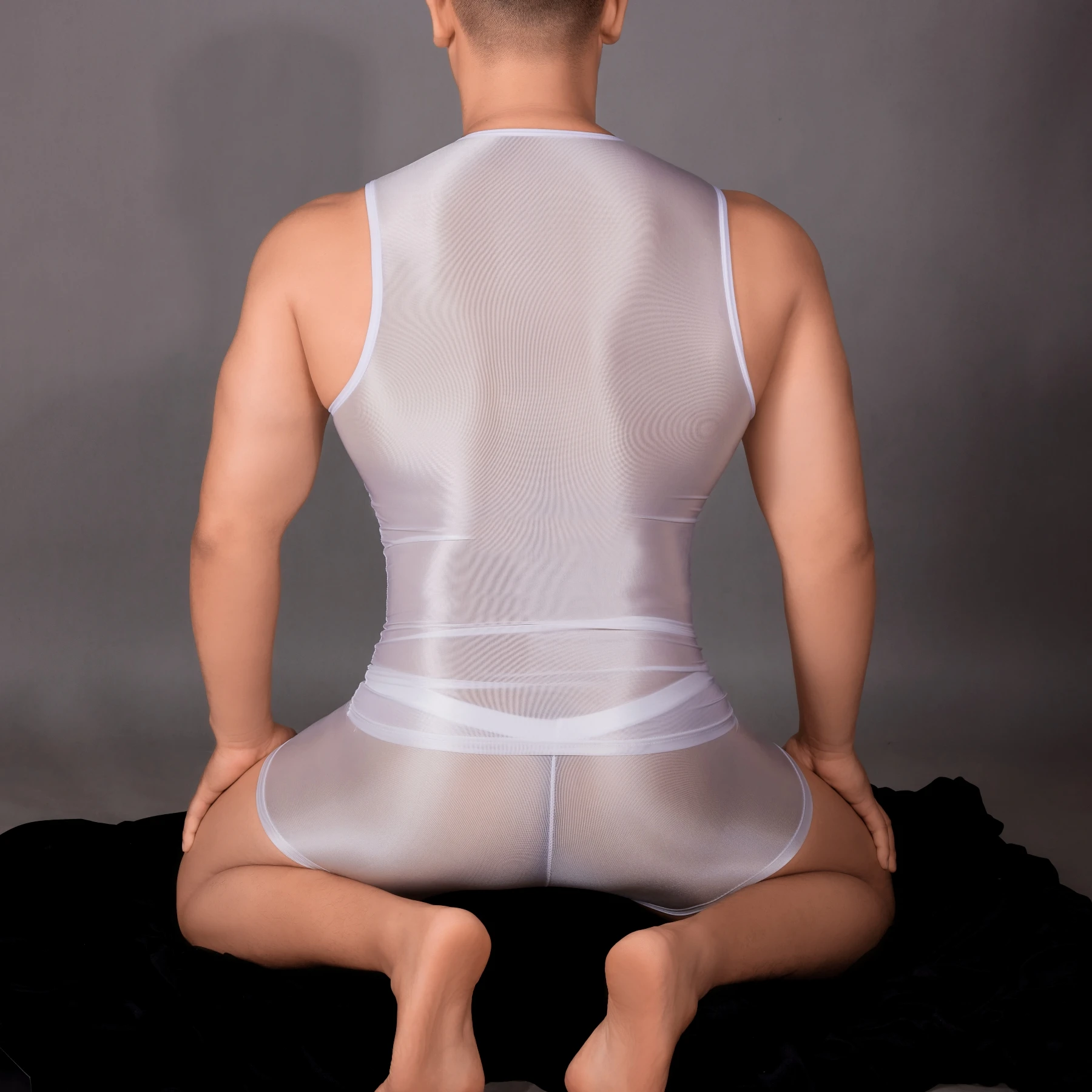 Men Underwear Cotton Vest Men Undershirt Sports Sleeveless Vest Cotton Sleeveless T Shirt Men Sexy Vest Oil Glossy See Through Undershirt Stretchy Sleeveless Tank Male Thin Sheer Ice Silk Soft Sleepwear Exotic Allure