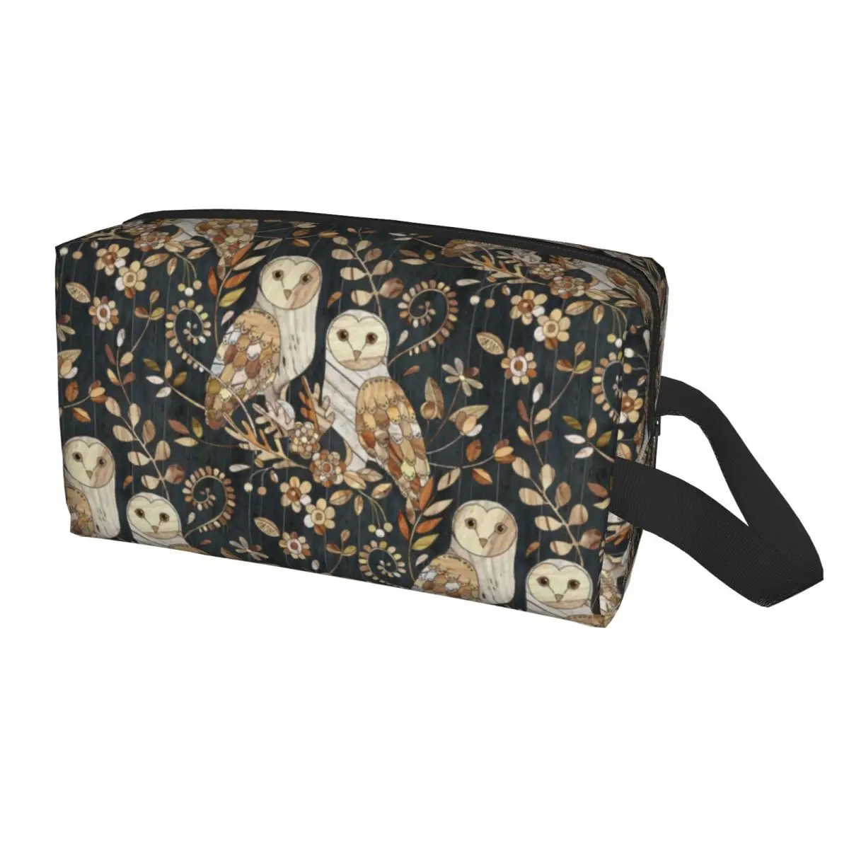 

Travel Wooden Wonderland Barn Owl Toiletry Bag Portable Cosmetic Makeup Organizer Women Beauty Storage Dopp Kit Box