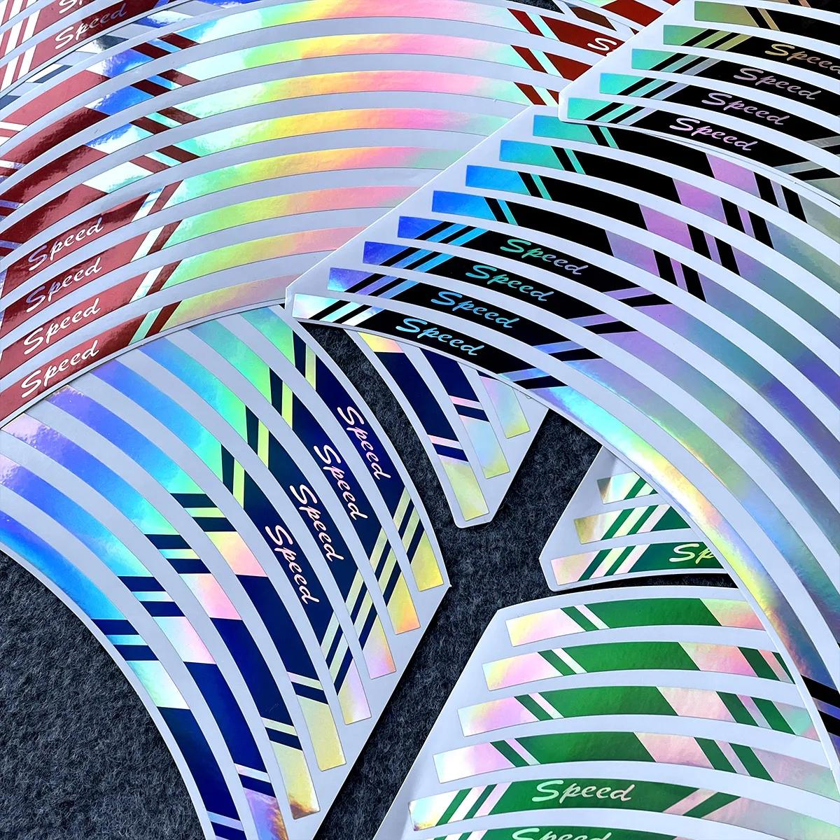 Vibrant Rainbow Wheel Stickers - 17 Rim Tape for Car and Motorcycle Styling