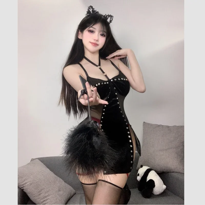 

Сексуальный костюм аниме косплей Униформа ведьмы игра с открытой спиной Горячая заклепка Чонсам Женское Платье Экзотический костюм 18