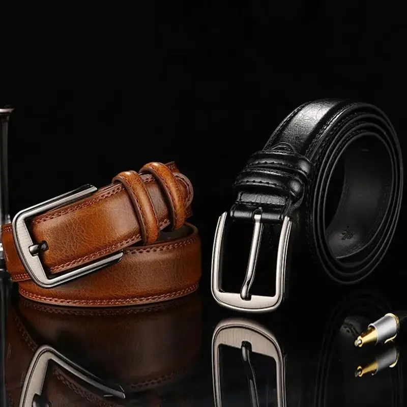 Genuine Leather For Men's High Quality Buckle Jeans Cowskin Casual Belts Business Cowboy Waistband Male Fashion Designer 2024new
