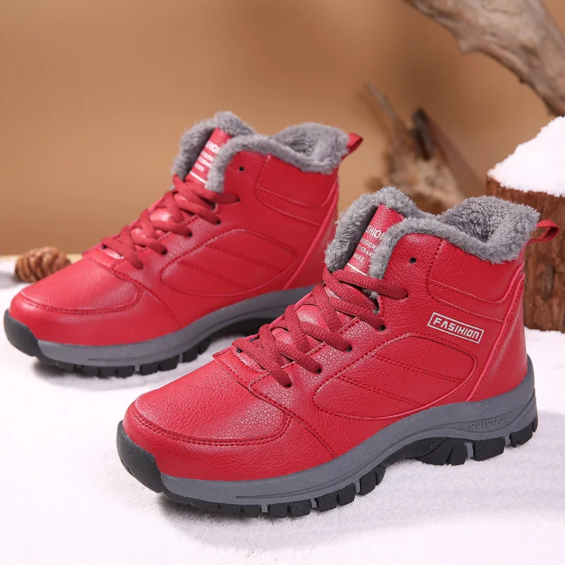 

Men's Winter Boots Ankle Platform Hiking Outdoor Casual Sneaker Comfortable Waterproof Plus Velvet Keep Warm Couple Footwear