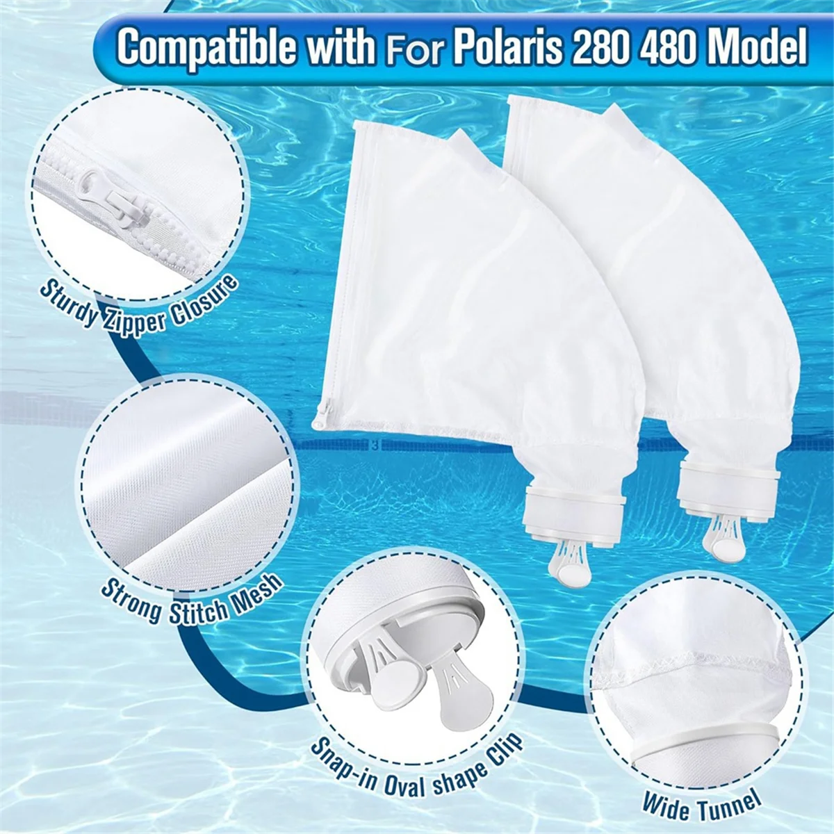 11Pcs Pool Cleaner Parts Include 2 Pool Cleaner Bags for Polaris 280 480,3 Tires 6 Sweep Hose Scrubber Replacement 5