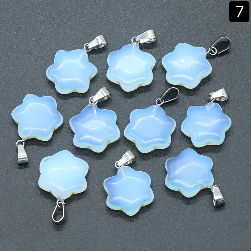 Natural Stone Opal Rose Quartz Tiger's Eye Crystal  Flower Pendants Charms for Diy Keyring Necklace Jewelry Making