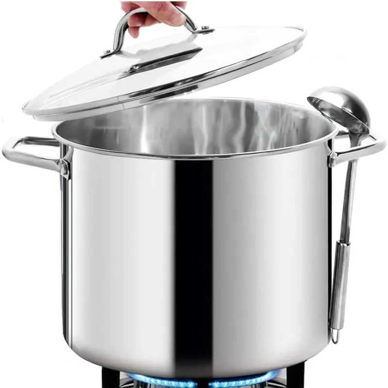 

16Quart LARGE Stock Pot NICKEL FREE Stainless Steel Healthy Cookware Stockpots with Lids 16 Quart Mirror Polished Induction Pot