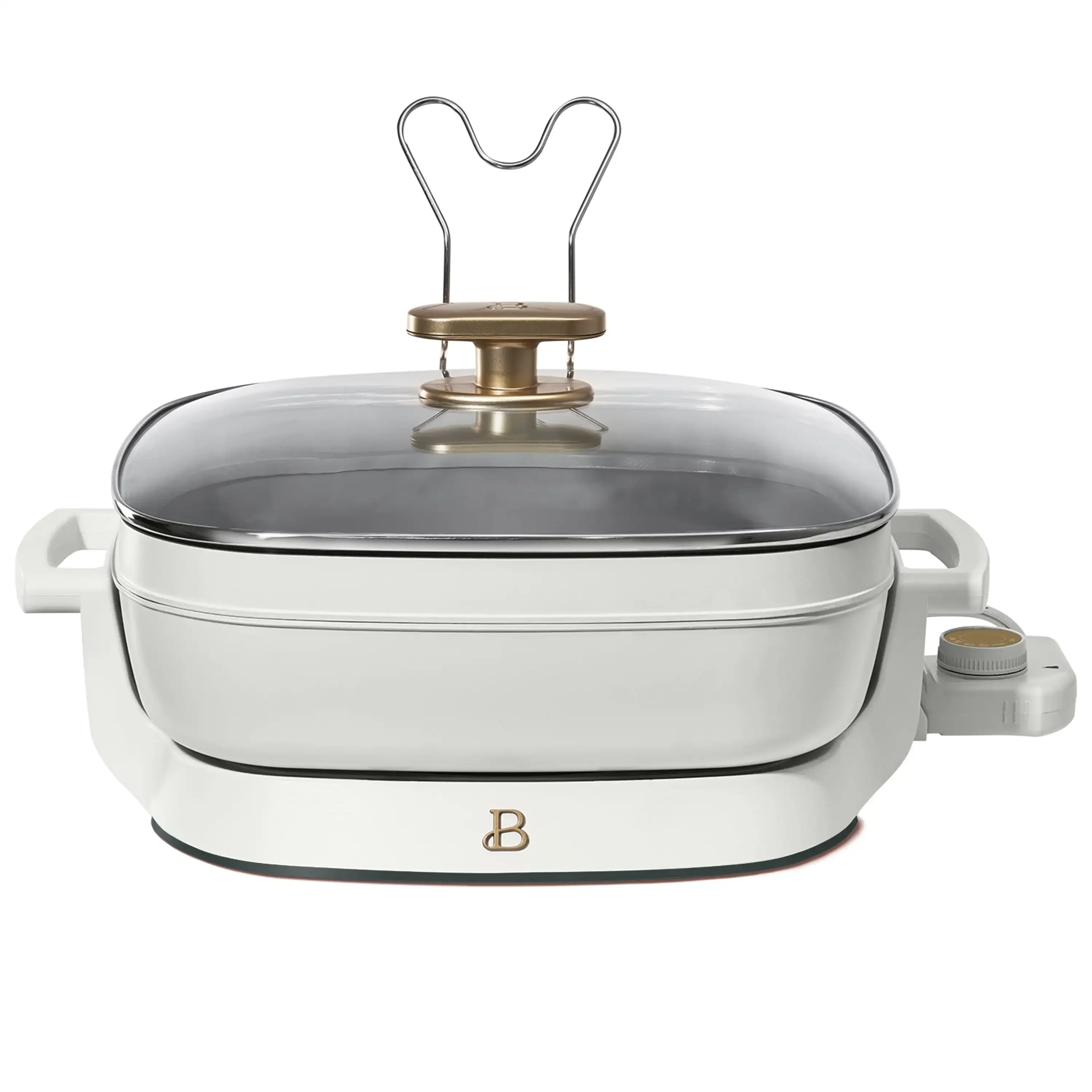 Beautiful 5 in 1 Electric Skillet-Expandable up to 7 Qt with Glass Lid, White Icing by Drew Barrymore