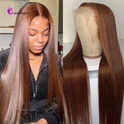 Chocolate Brown Lace Front Human Hair Wigs 13x6 Hd Lace Frontal Wig Straight 13x4 Glueless Preplucked Human Wigs Ready to Wear