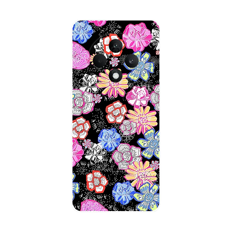 Flower Cat Painted Soft Silicone Case - Stylish Protective Cover