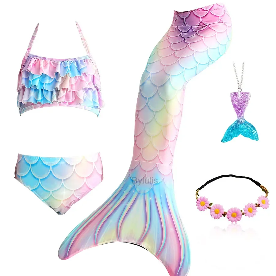 Girls Mermaid Tail Costumes Mermaid Tail Swimming Monofin Fin Kid Childrens Swim Costume Cosplay Birthday Gift cosplay costume mermaid costume