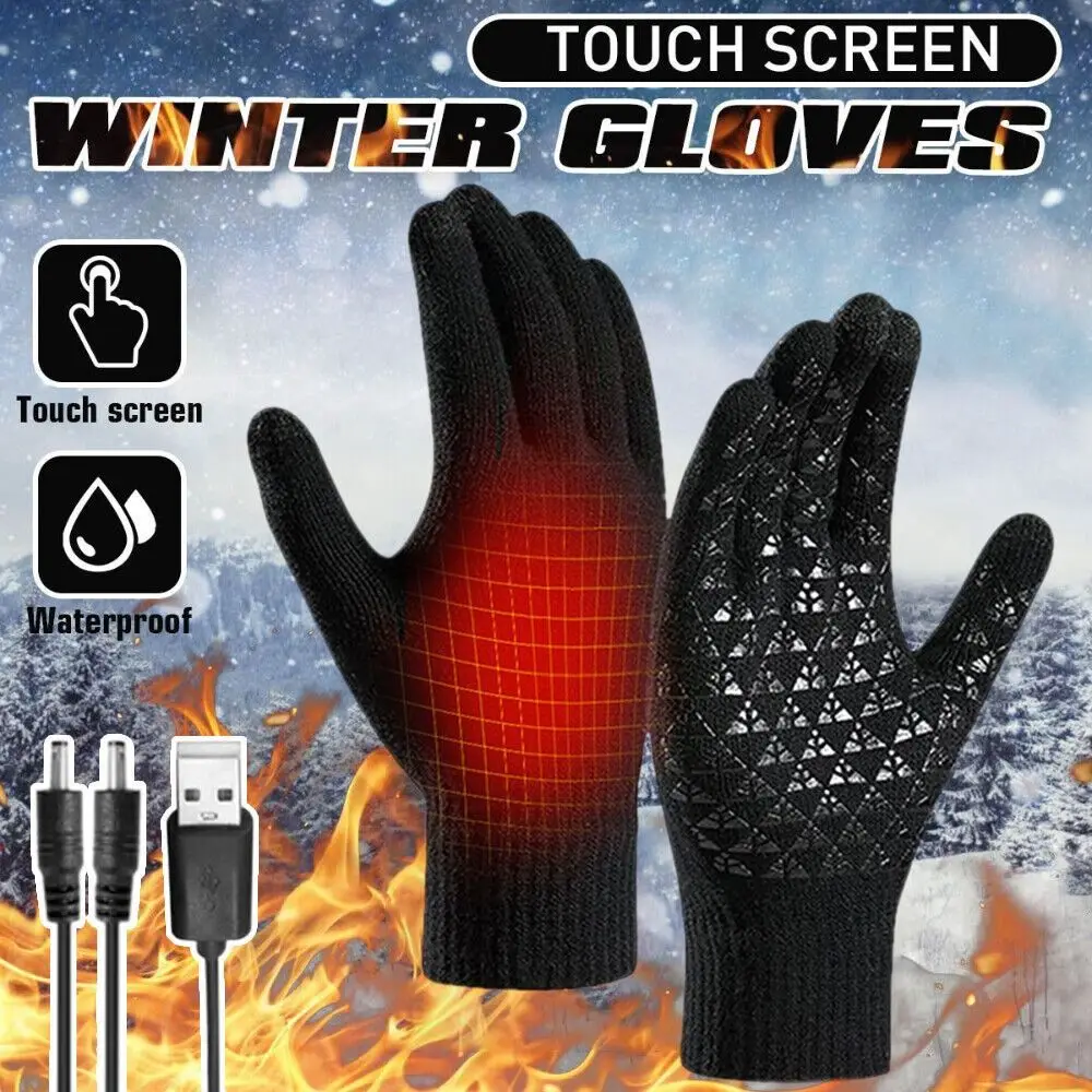

Non-Slip Electric Heated Gloves New Knitting Warm Winter Gloves Touch Computer Gloves USB Heated Gloves Men Women