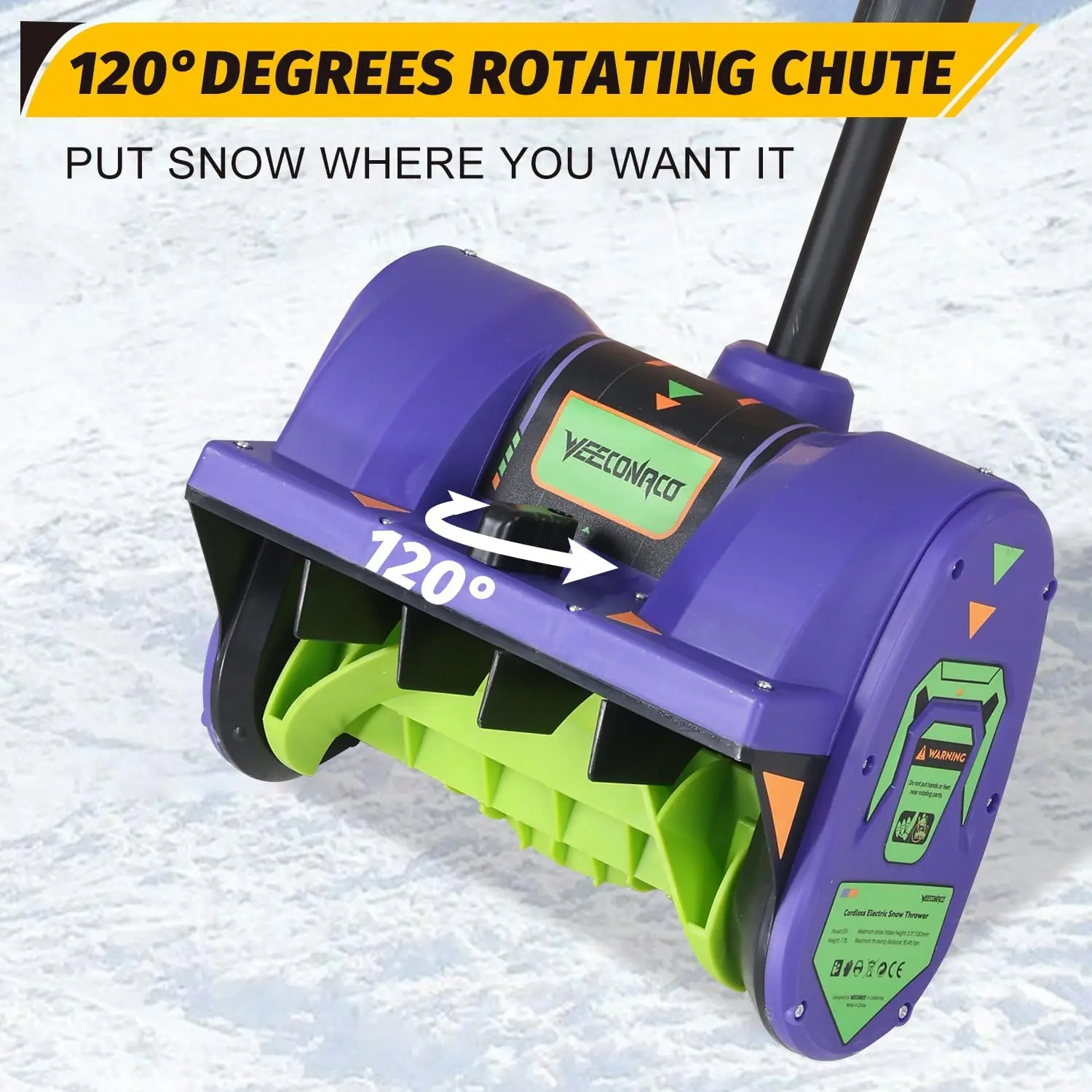 20V Lithium-Ion Cordless Electric Snow Shovel, 12 inch Snow Blower, Electric Snow Thrower with 2Ah Battery